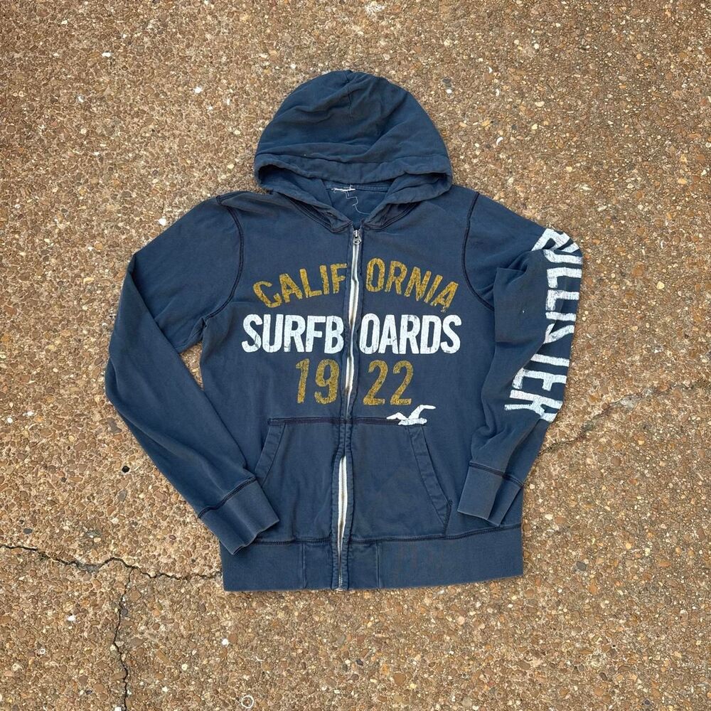 Hollister-co Men's Navy and Black Hoodie